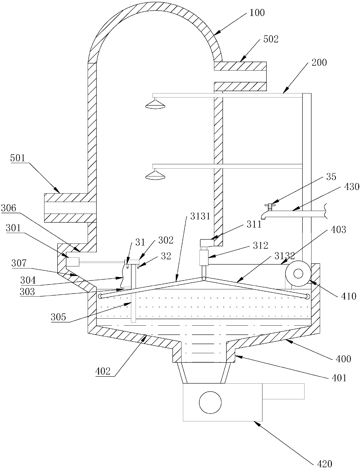 Control system and method of sedimentation tank of waste gas treatment equipment