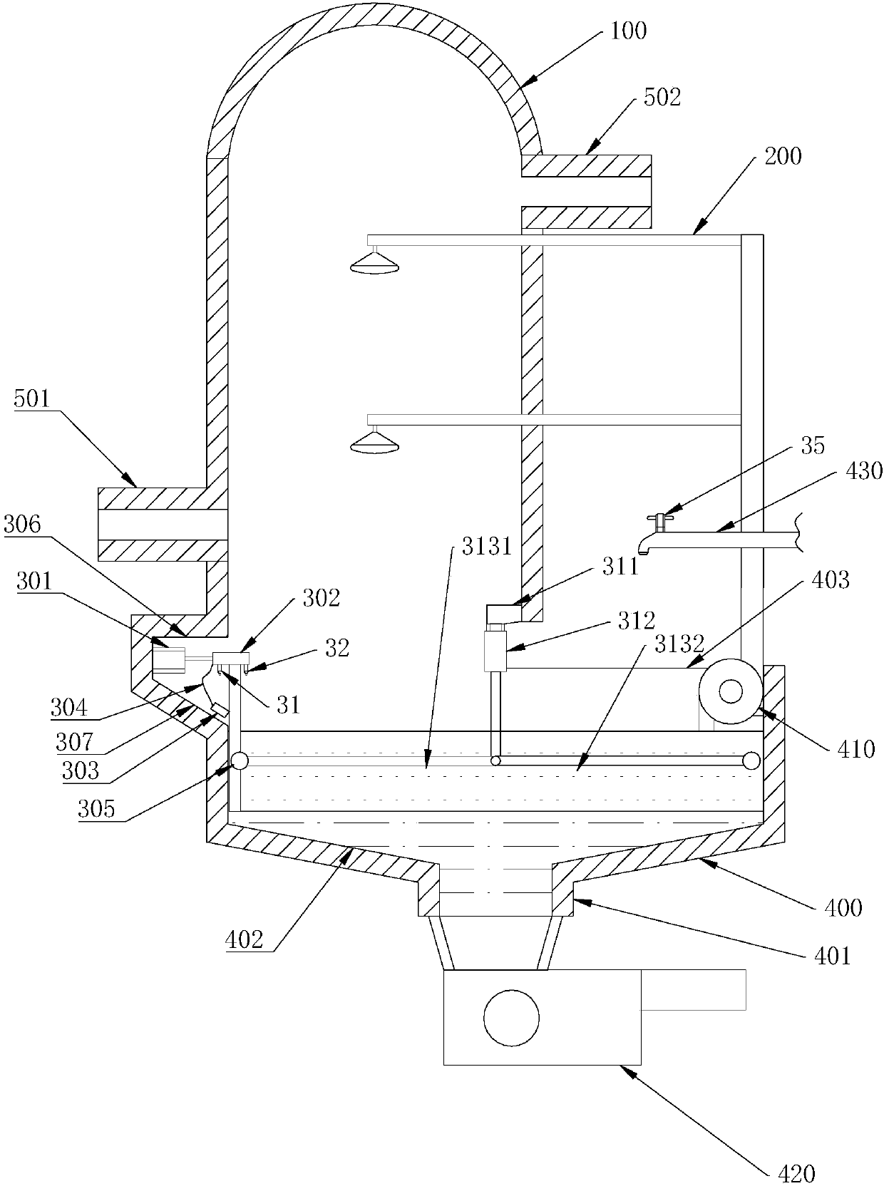 Control system and method of sedimentation tank of waste gas treatment equipment