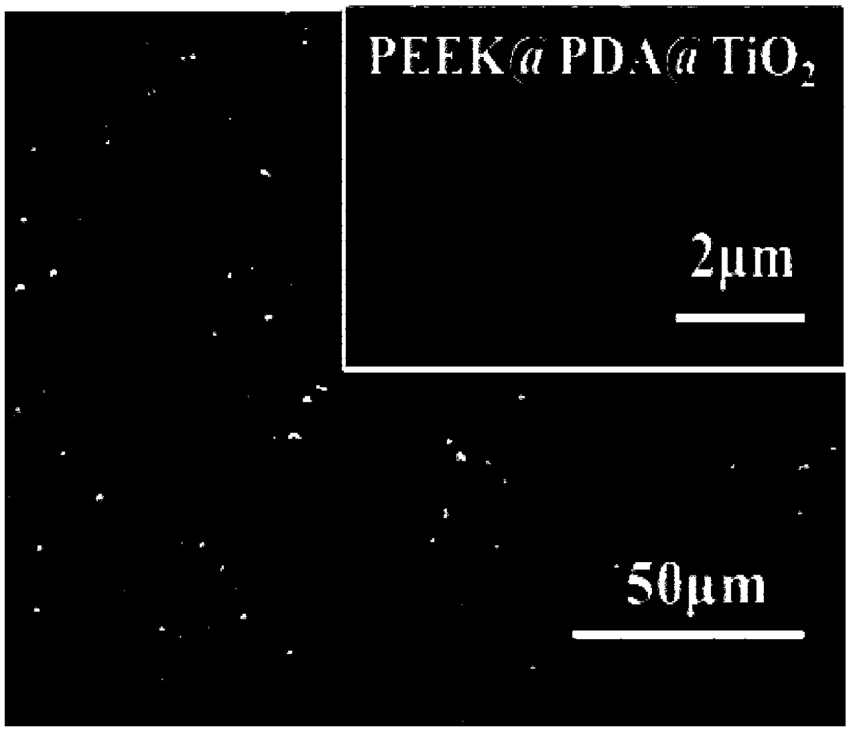 Method for preparing PEEK biological coating and PEEK biomaterial