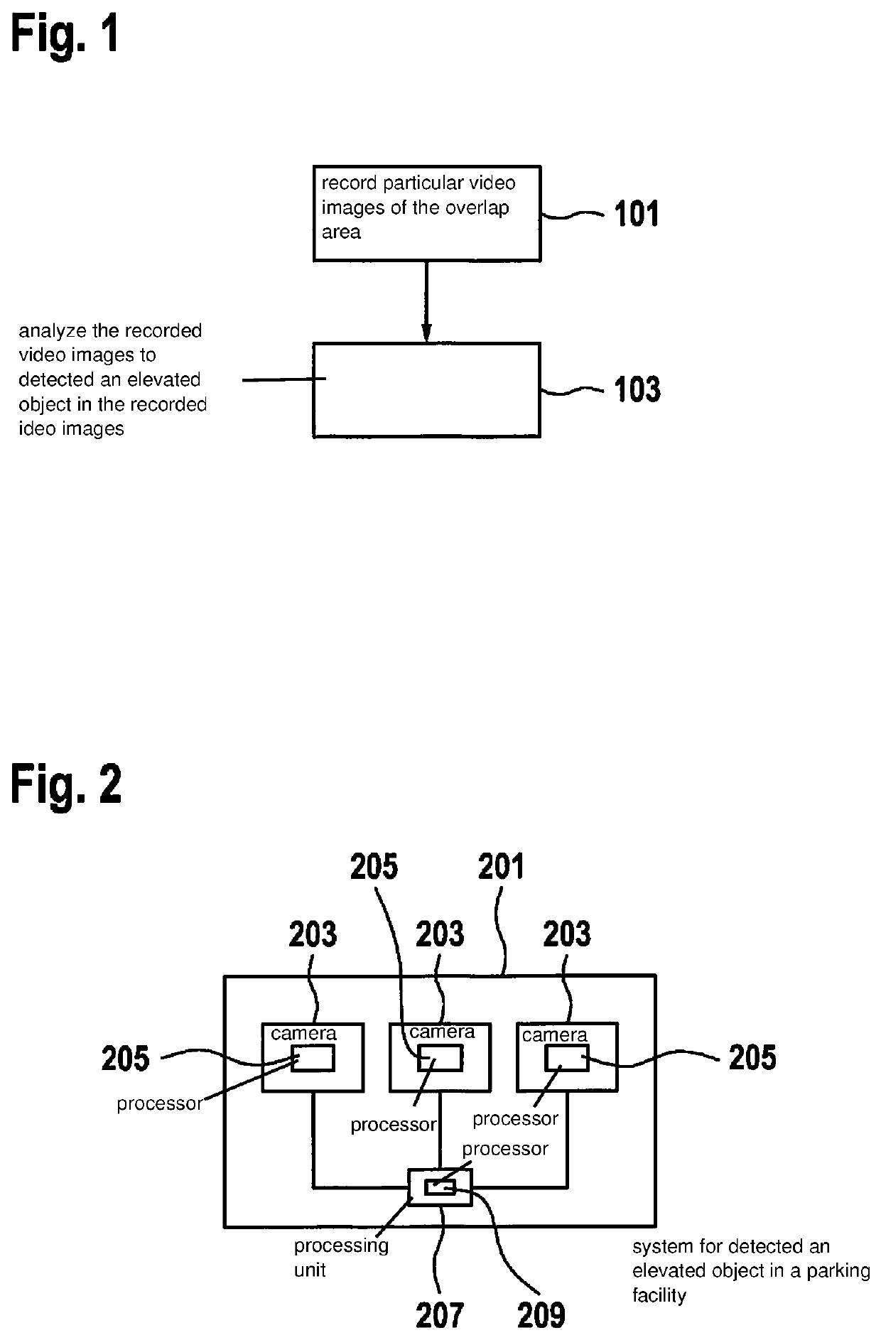 Method and system for detecting an elevated object situated within a parking facility