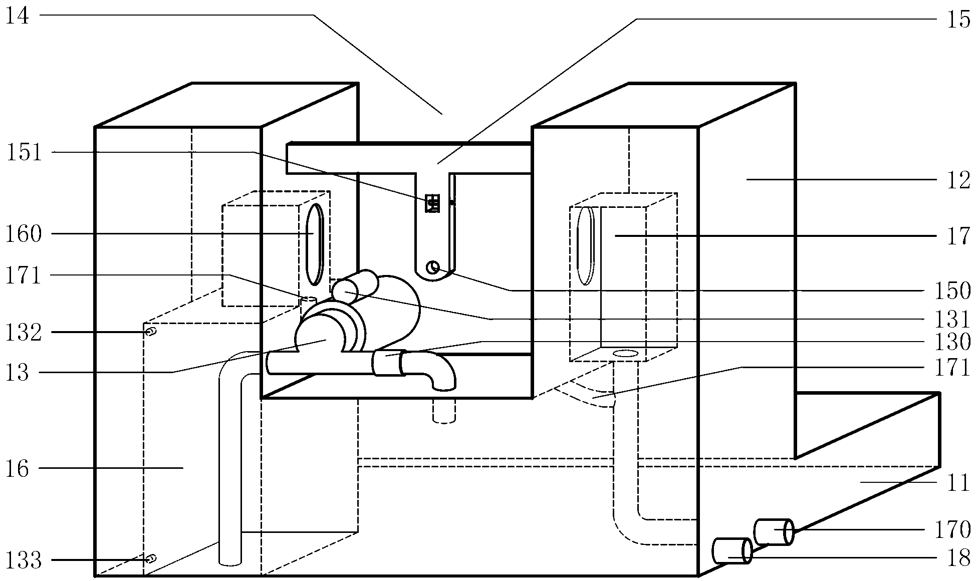 Flow splitting type washing cabin water-saving device