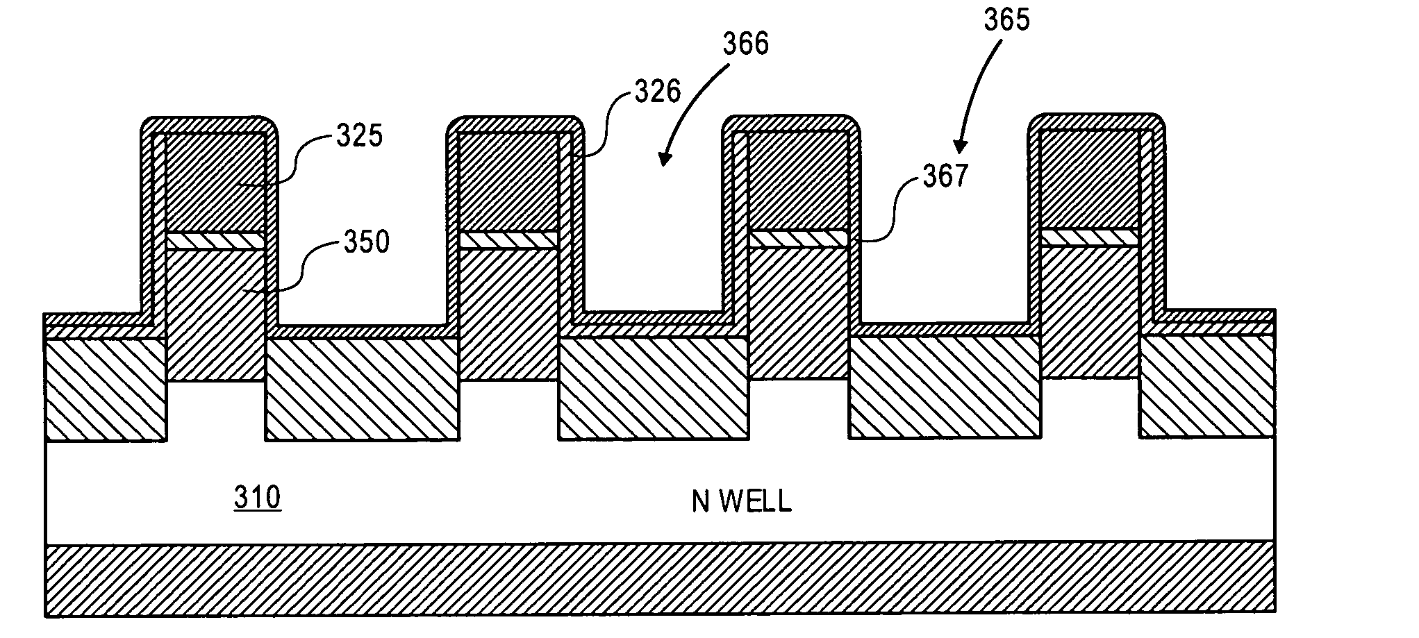 Floating body memory cell having gates favoring different conductivity type regions