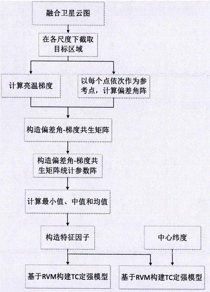 Tropical cyclone intensity objective determination method based on satellite cloud chart and RVM