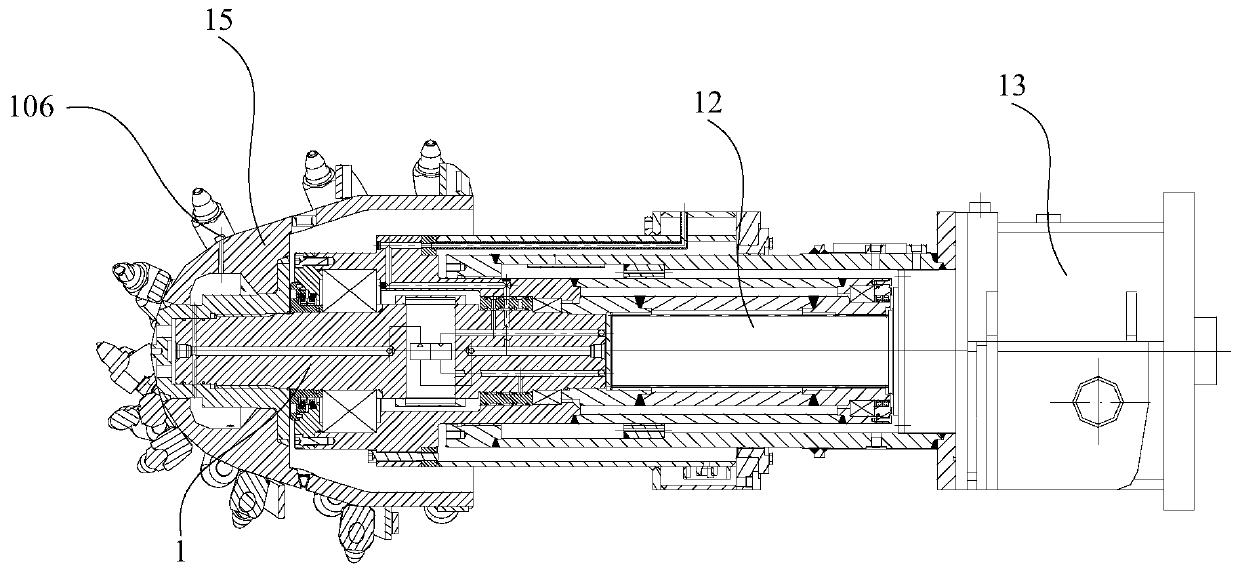 Inner atomizing type telescopic cutting mechanism and tunneling machine