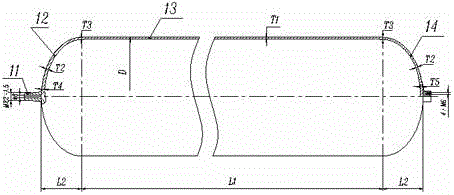 100 L carbon fiber wrapped aluminum-lined composite cylinder and manufacture method thereof