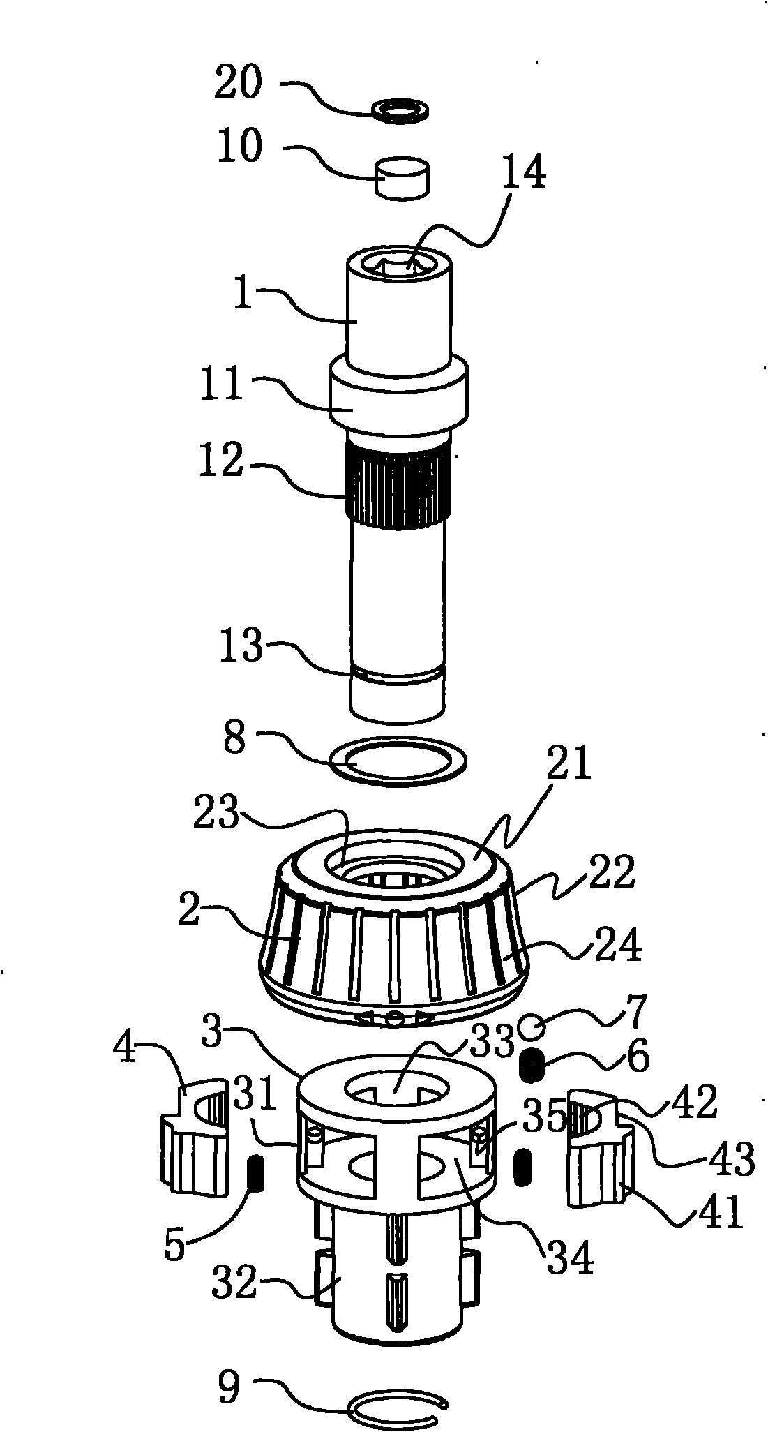 Screwdriver ratchet device with built-in ratchet and application thereof