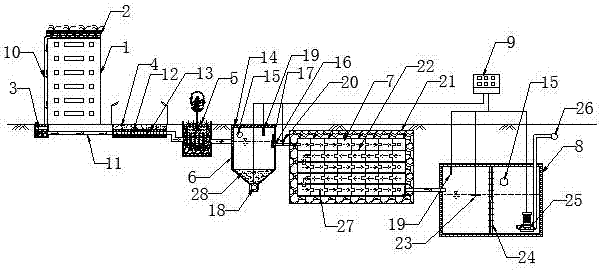 Sponge city rainwater collecting, purifying and utilizing combination system