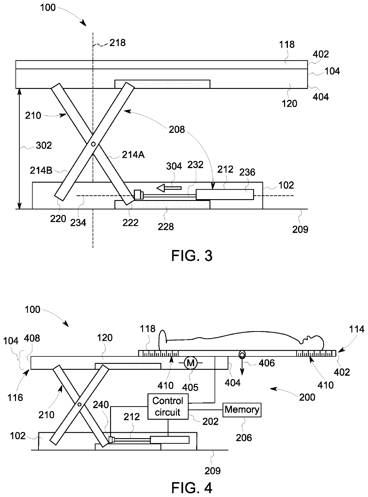 Patient table and patient weight measuring system