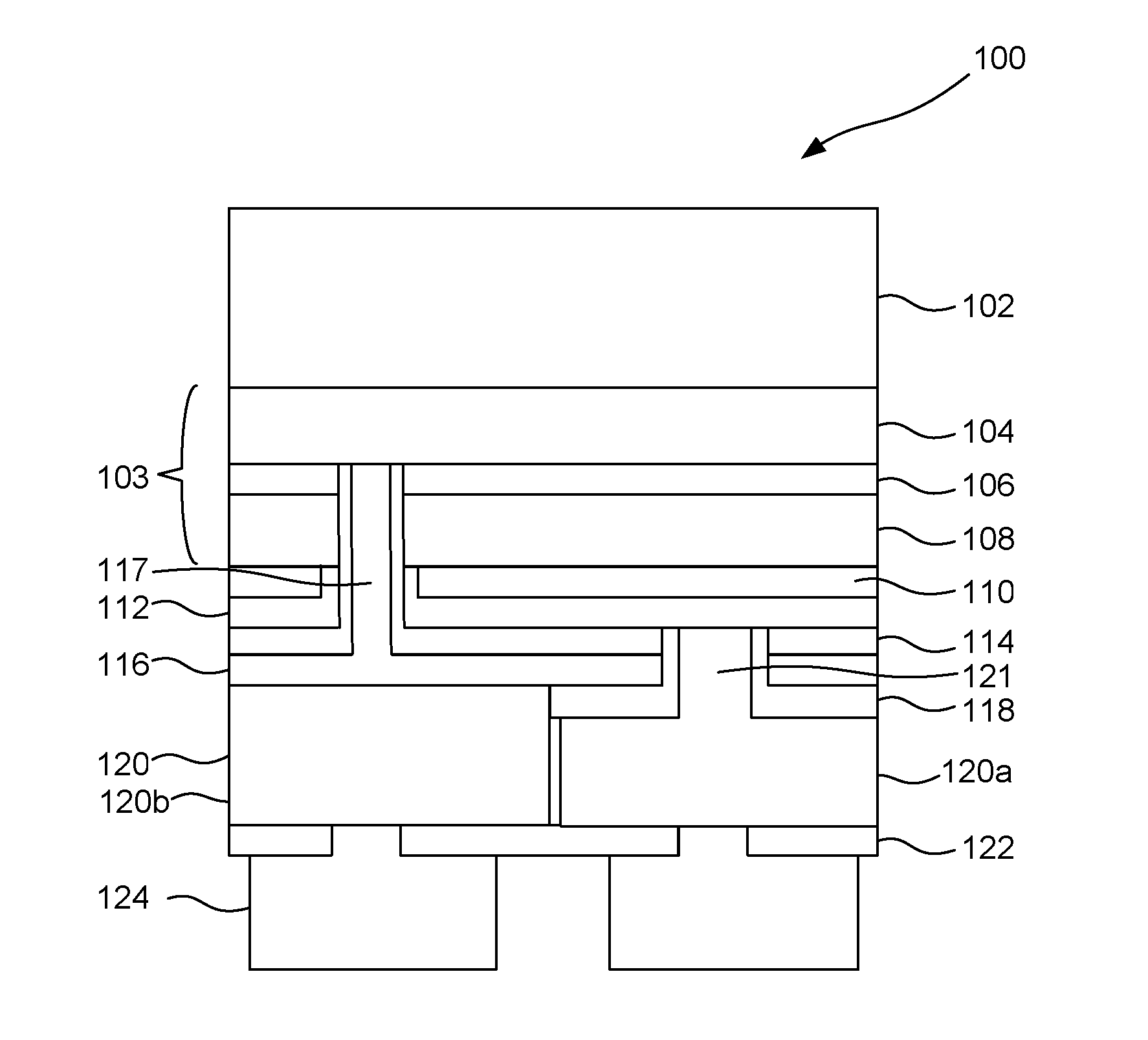 A light emitting die component formed by multilayer structures