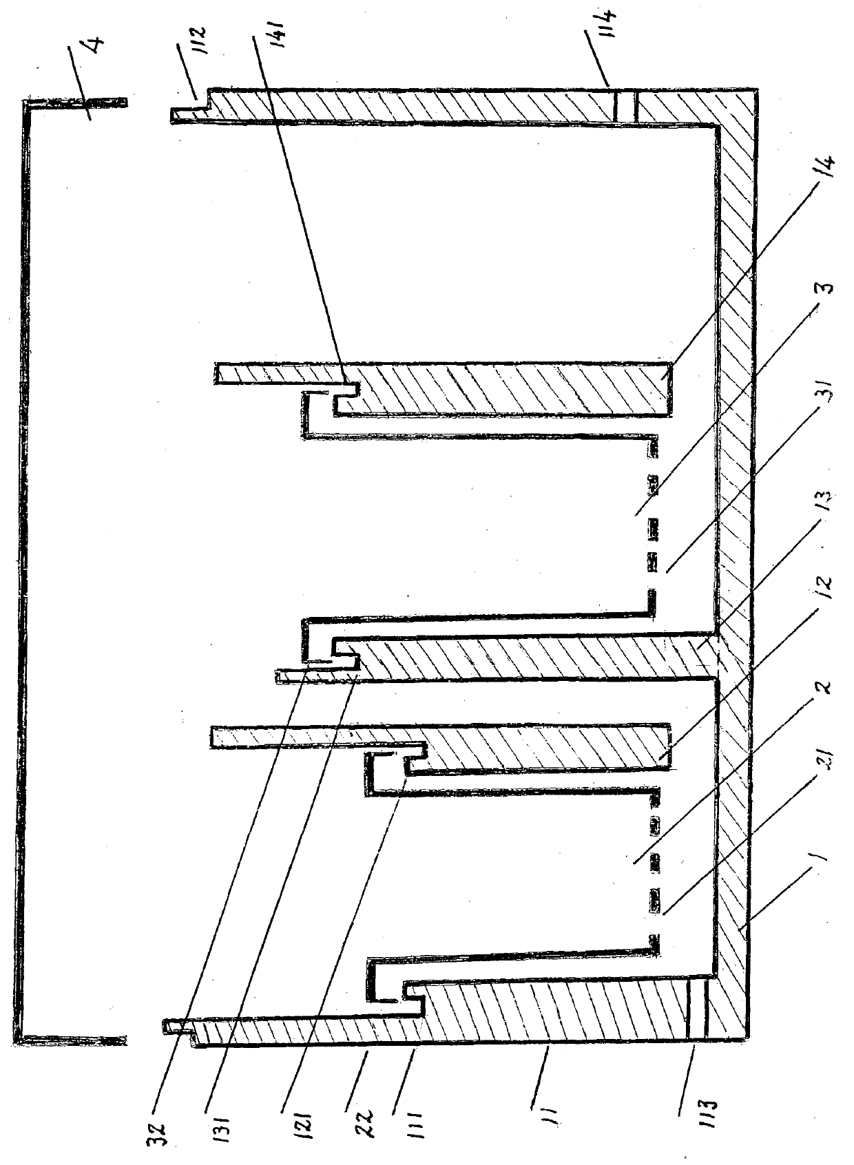 Building block type modules of horizontal structure capable of continuous downstream filtration