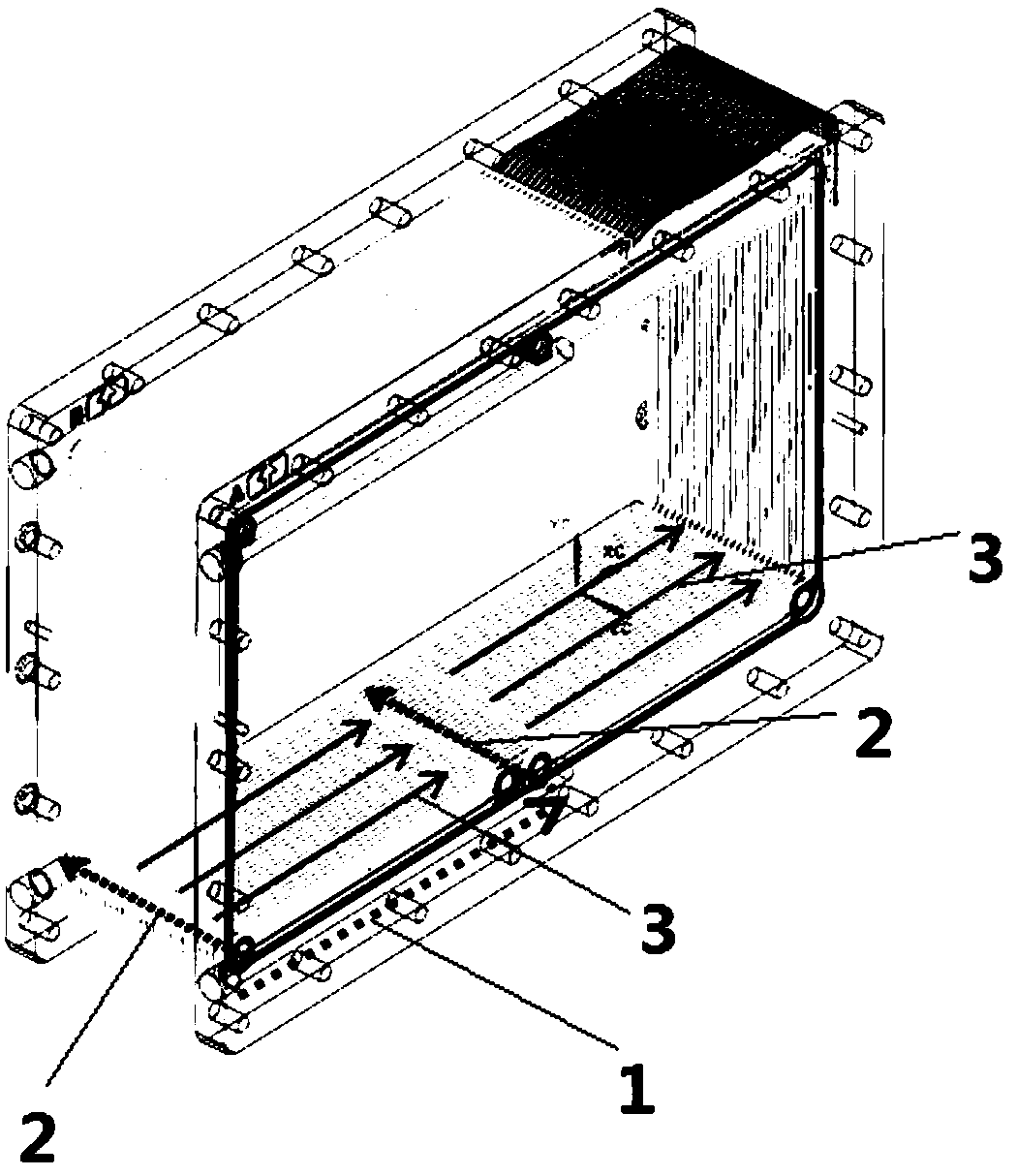 A flow battery stack and a method for uniformly distributing electrolyte in each battery to improve battery performance