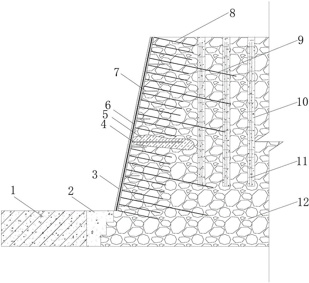 Comprehensive supporting structure of deep side slope of complex steep cliff and construction method