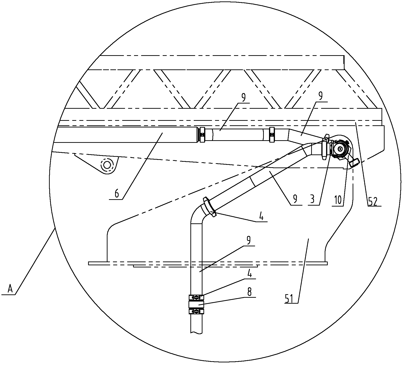 Water pipeline connecting structure for fire truck and fire truck with same