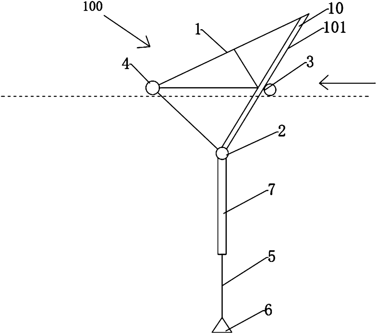 Diving wave preventing device of tension leg anchoring system and breakwater