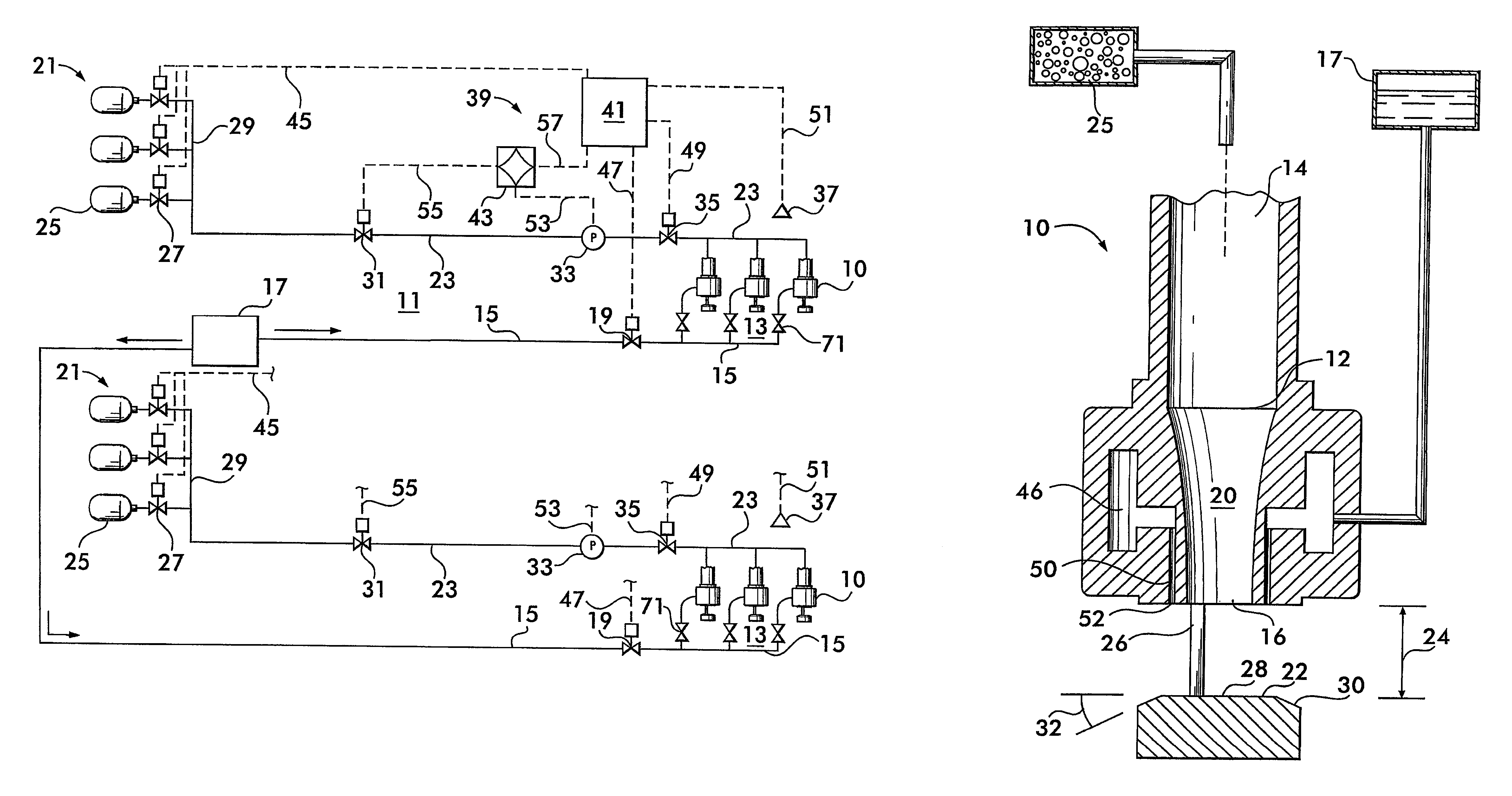 Dual extinguishment fire suppression system using high velocity low pressure emitters