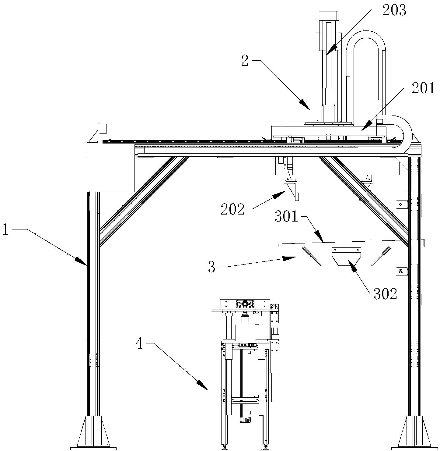 Packing device of battery packaging line