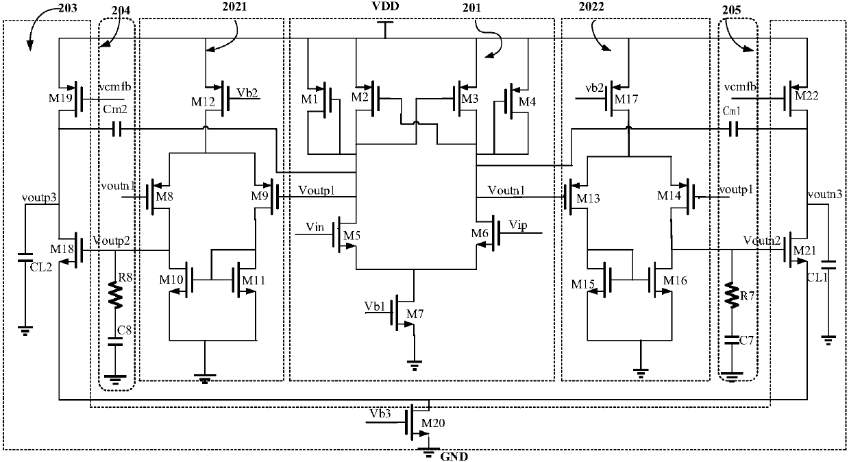 High-gain large-broadband three-level operational amplifier applicable to pipelined analogdigital converter