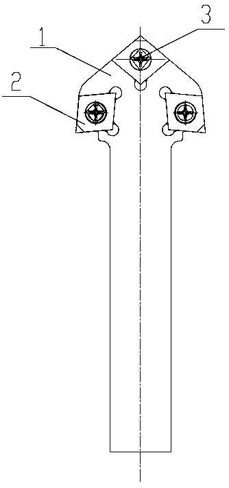 Non-standard three-tool-bit shank structure for aluminum shell machine base machining