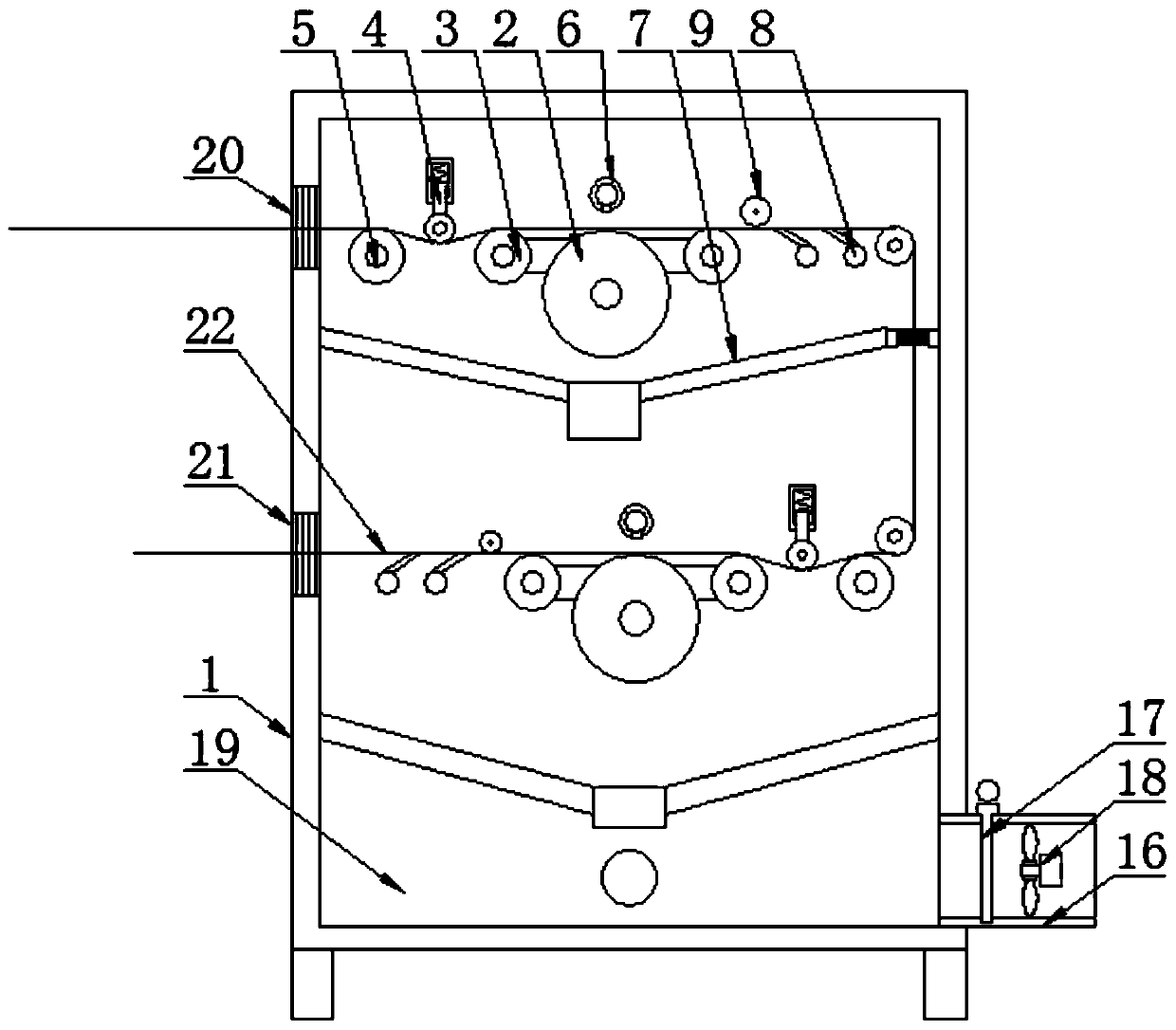 Efficient shearing device for textile fabric production and working method thereof