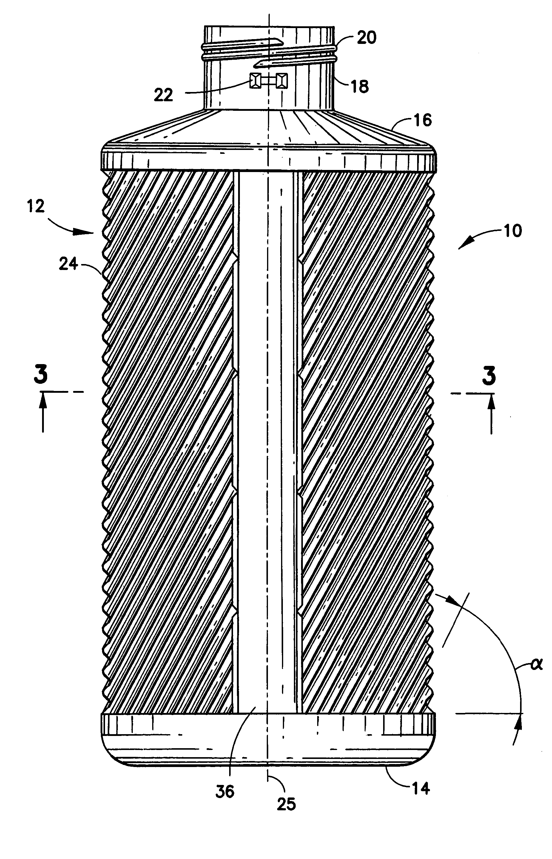 Spiral pleated roller bottle