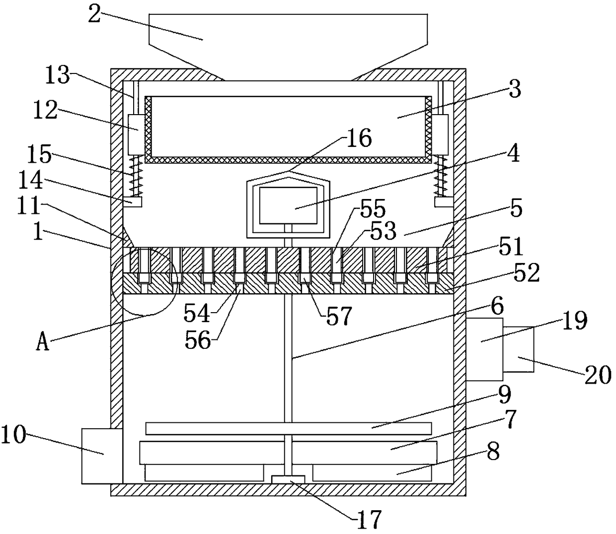 Continuously-feeding grinding device for medicinal material processing