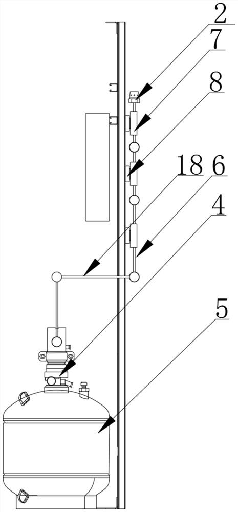 Container gas spraying fire extinguishing device