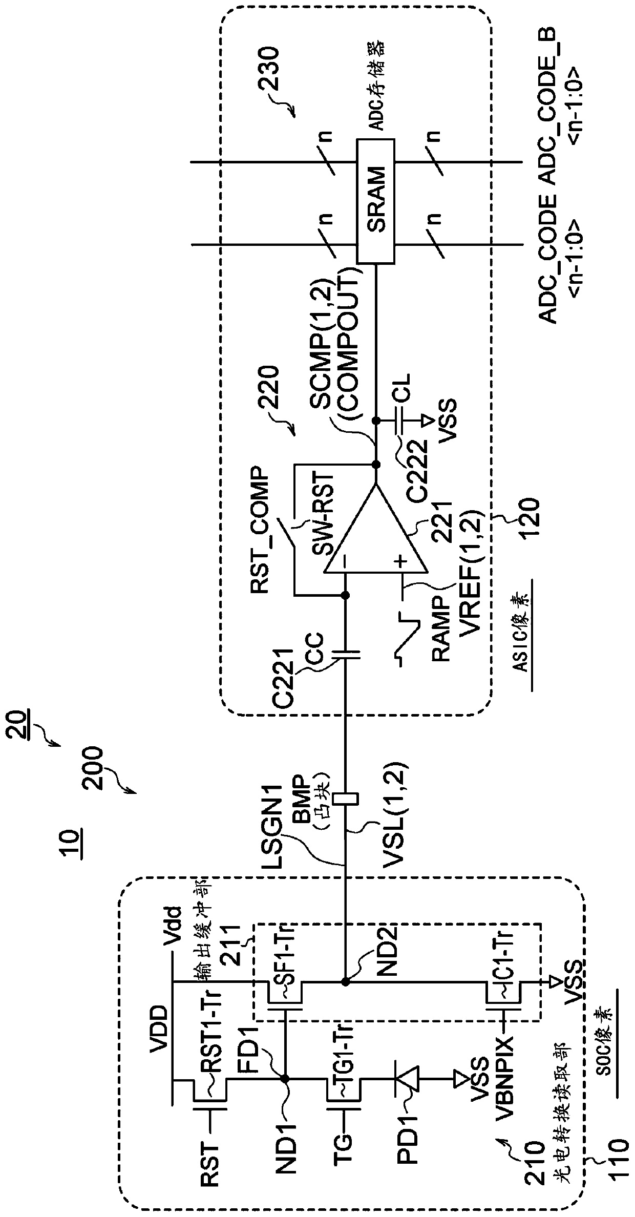 Solid-state imaging device, method for driving solid-state imaging device, and electronic apparatus