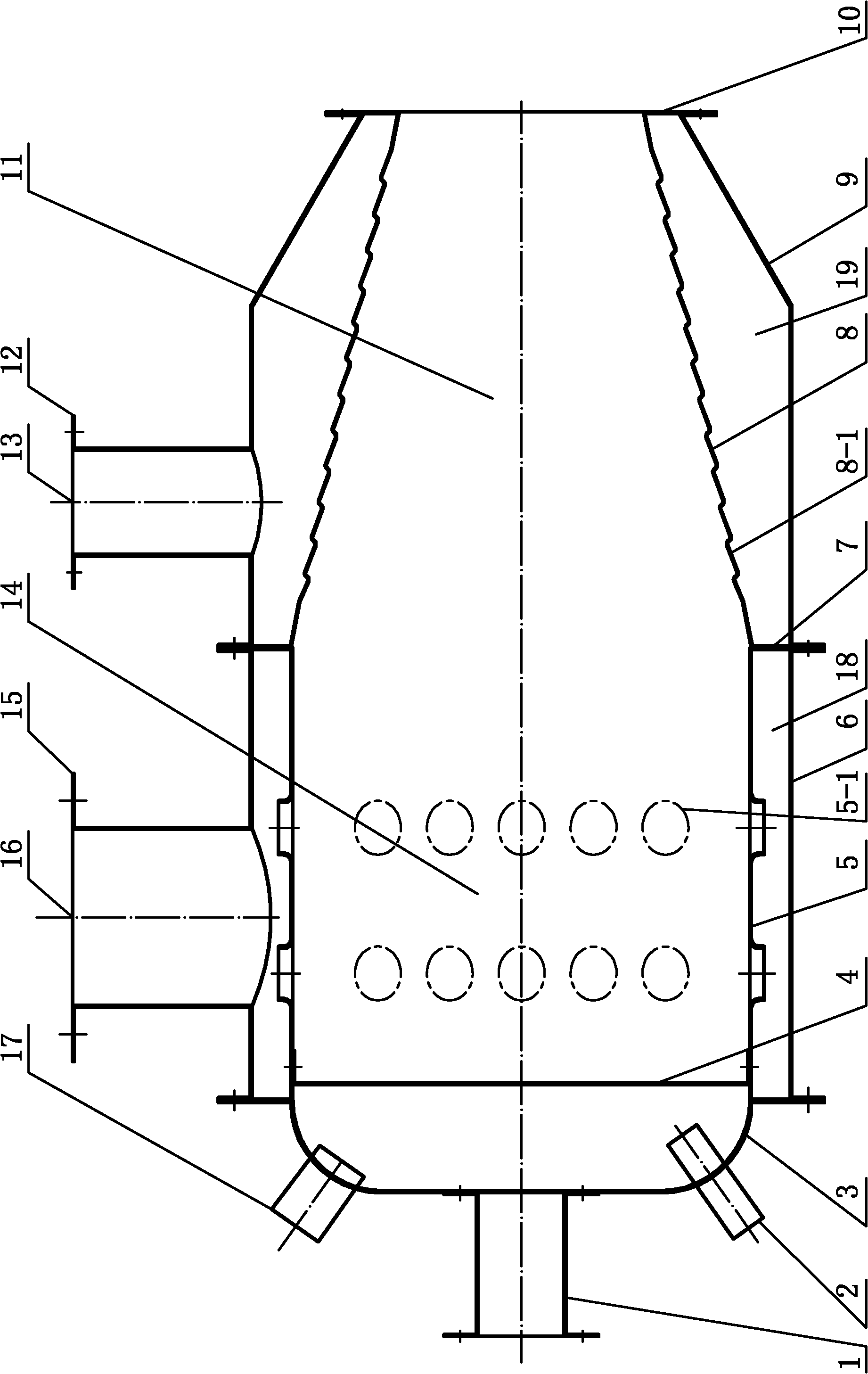 High speed burner for combustion chamber with film cooling type corrugated shell structure