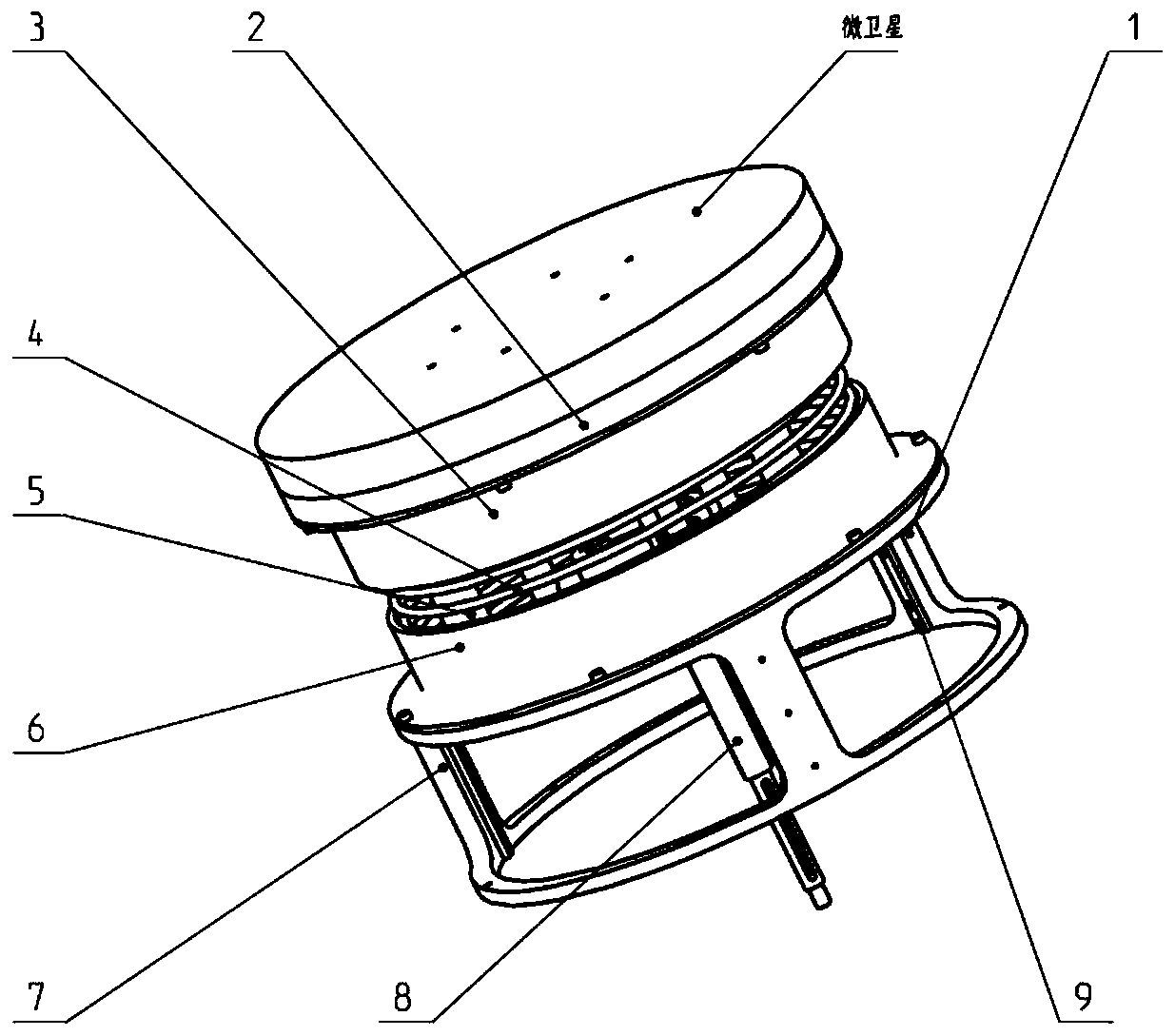 A linkage unlocking micro-satellite on-orbit release device