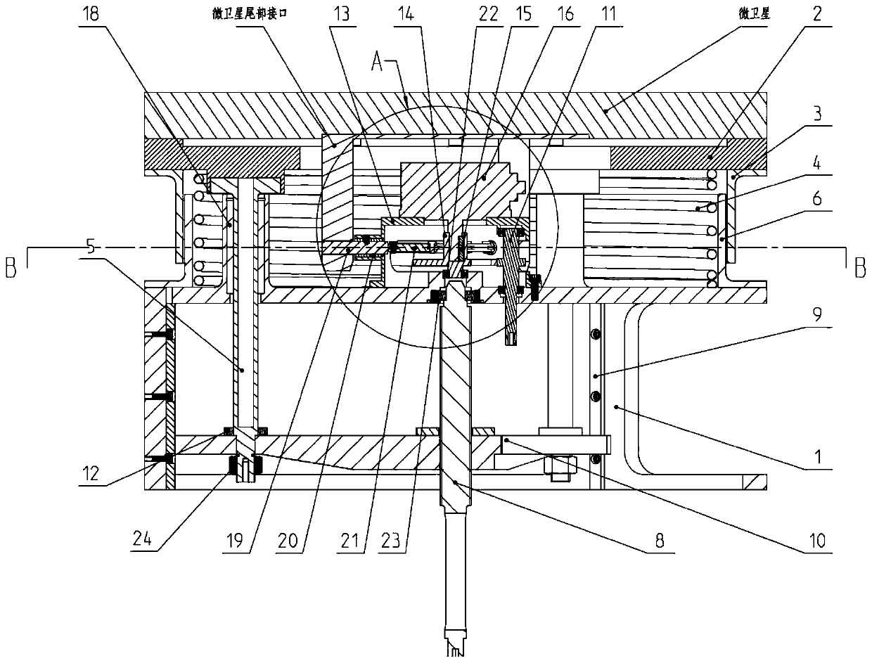 A linkage unlocking micro-satellite on-orbit release device