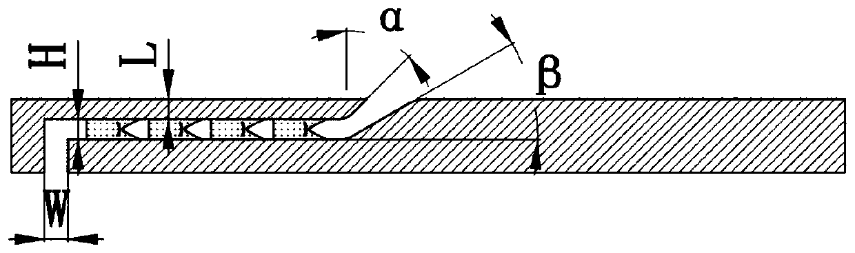 Grid seam cooling structure with fishtail-shaped turbulent flow columns