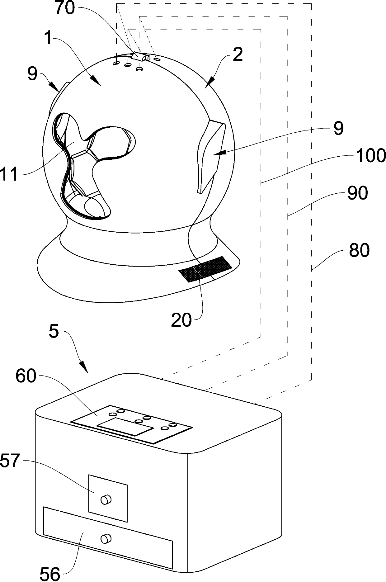 Ultrasonic vital energy and blood circulation massage health-care helmet device