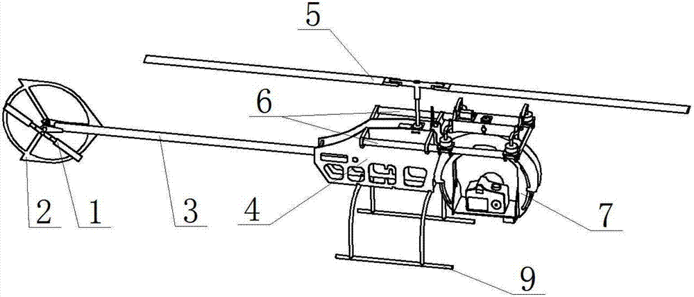 Small electric unmanned helicopter aerial photography system based on front-end triaxial-type pan-tilt