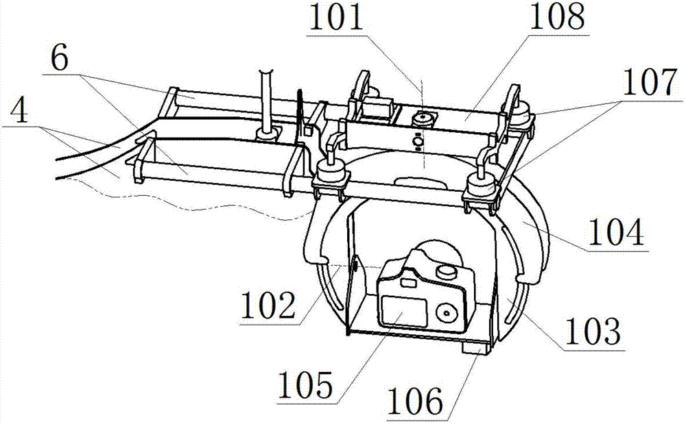 Small electric unmanned helicopter aerial photography system based on front-end triaxial-type pan-tilt