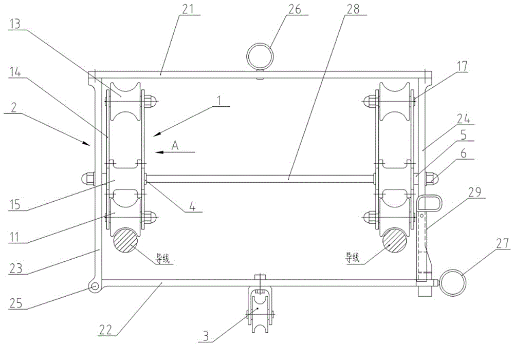 Traveling device that can climb over 220kv horizontal double-split conductor spacer bars