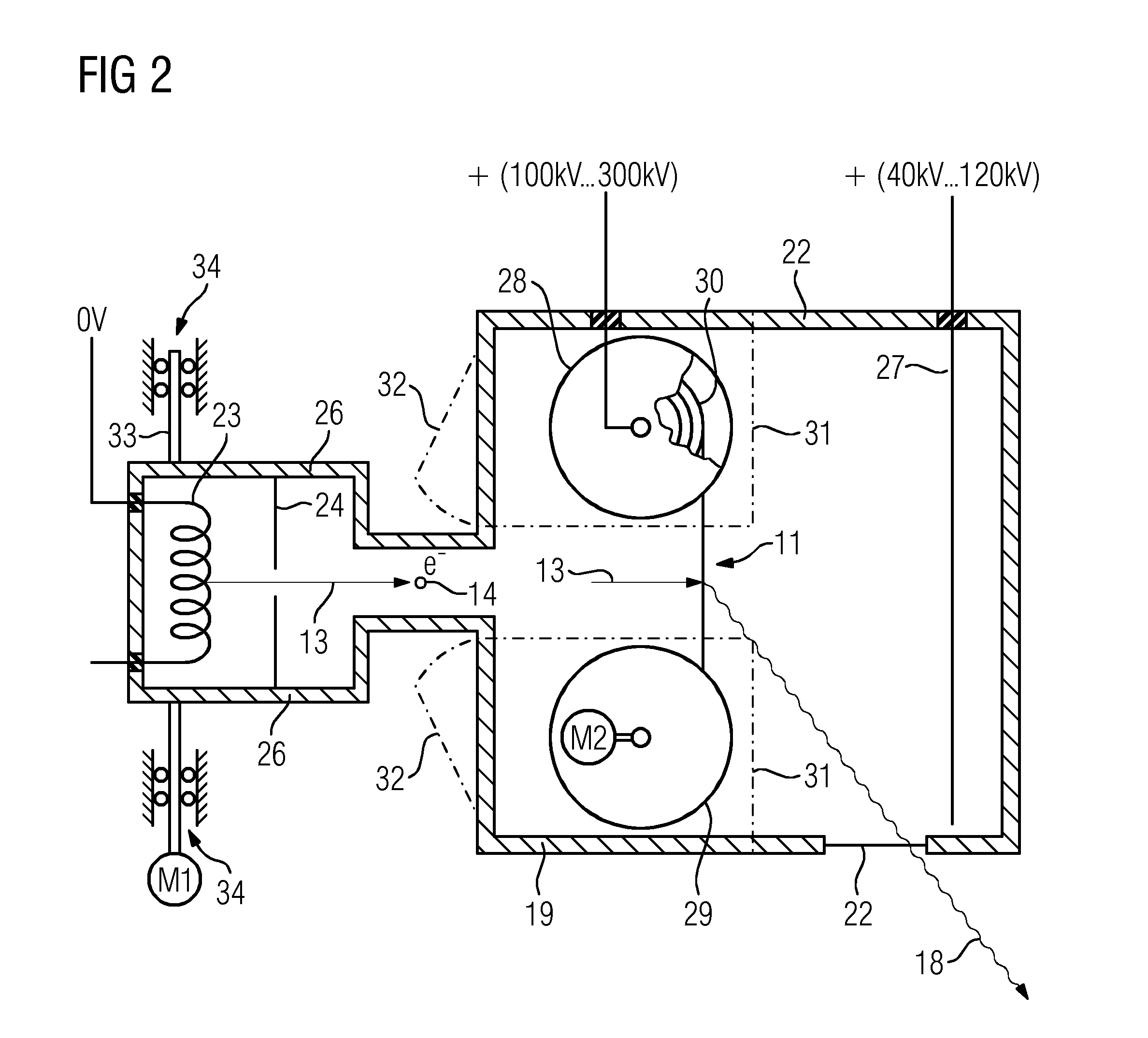 X-ray source and the use thereof and method for producing x-rays