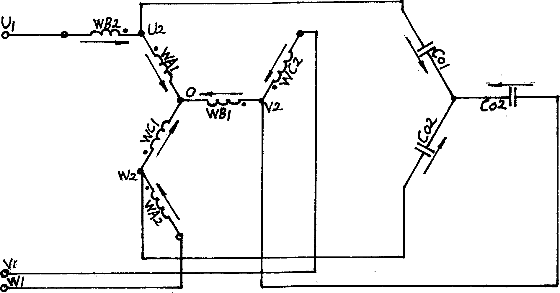 Internal compensation method of A.C motor and its winding connection method