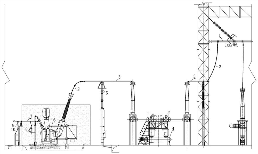 Transformer substation high-voltage bus two-stage voltage reduction power taking method and station power wiring structure