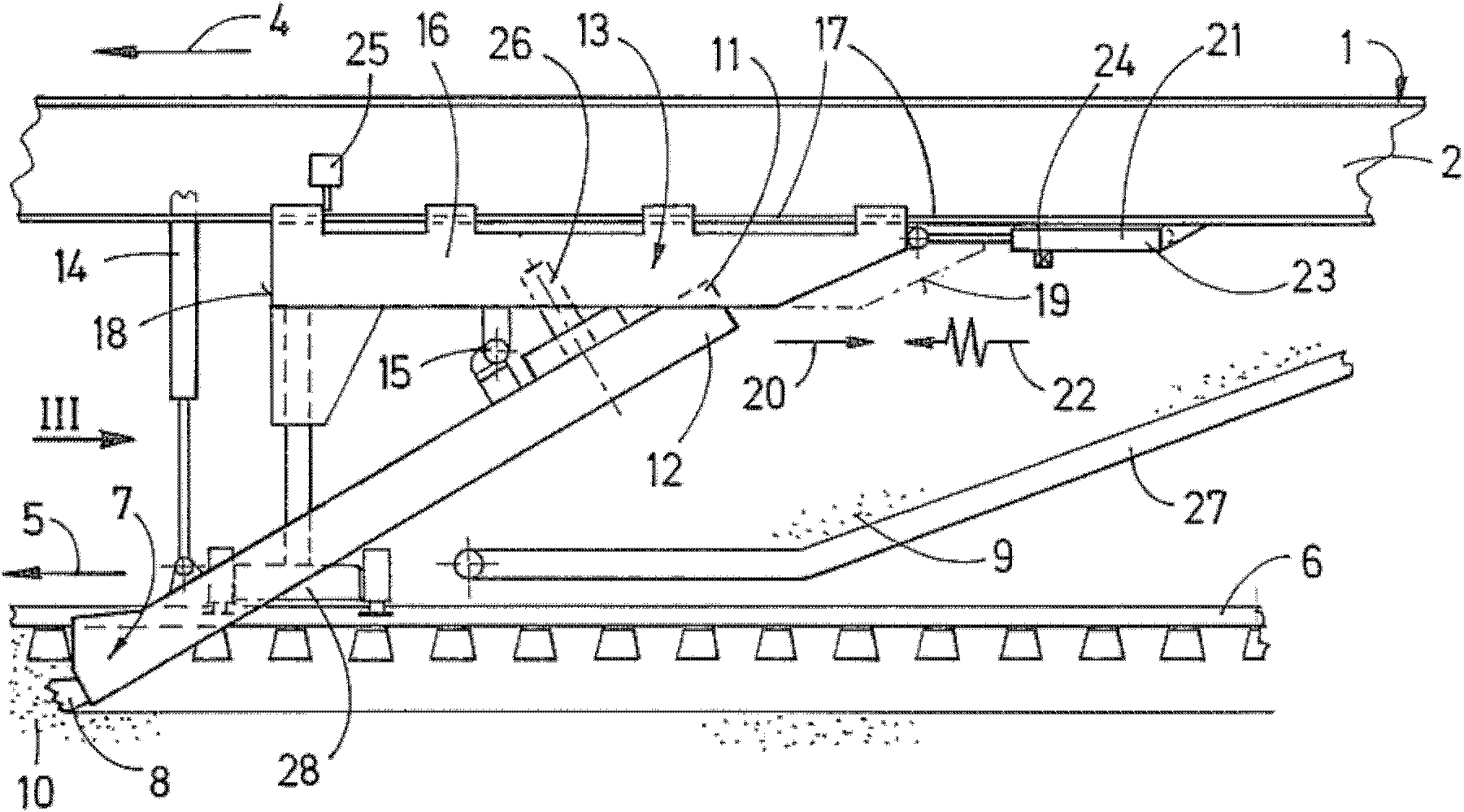 Machine comprising a lifting device for receiving bulk material of a track bed