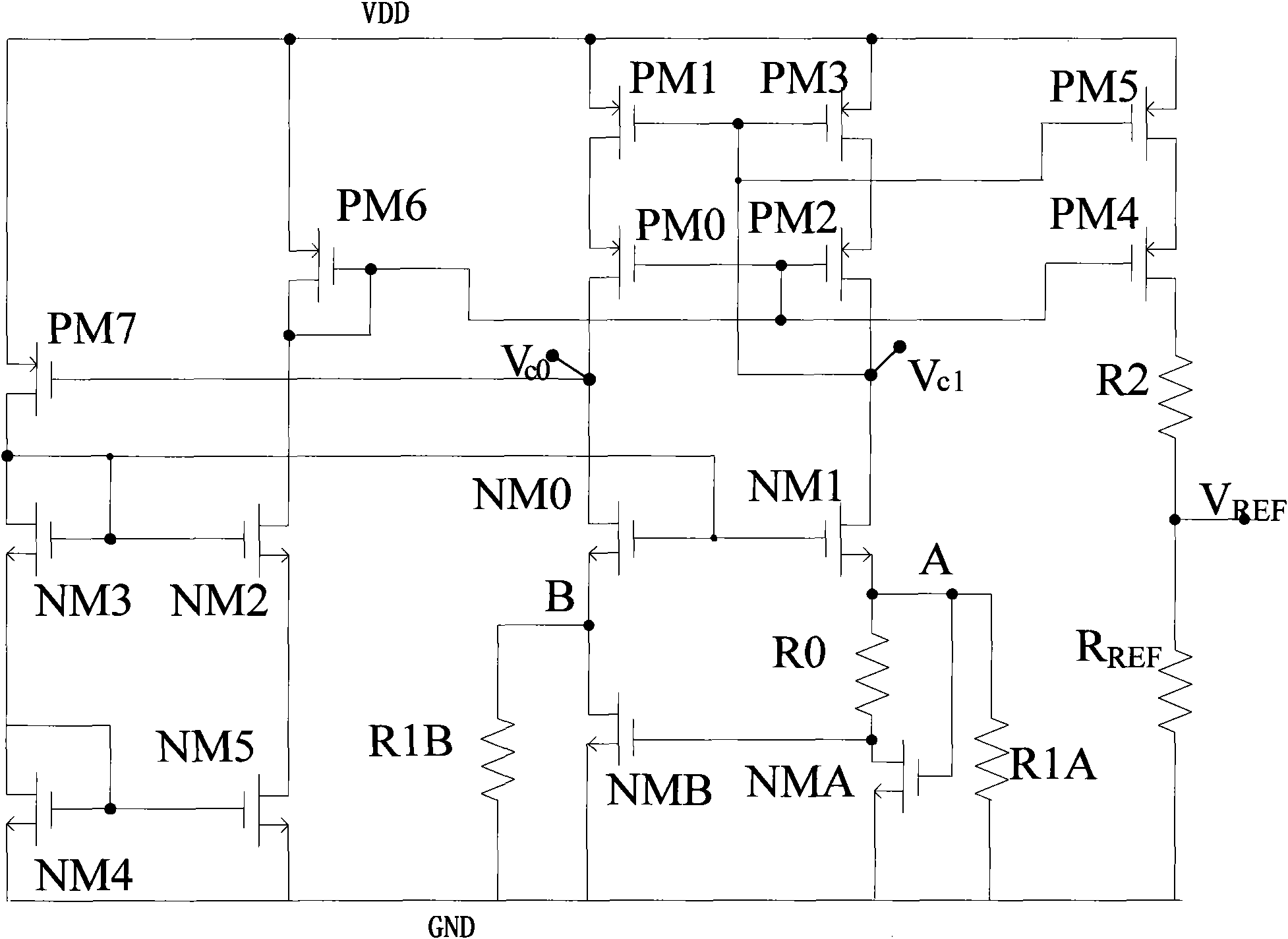 CMOS subthreshold high-order temperature compensation bandgap reference circuit