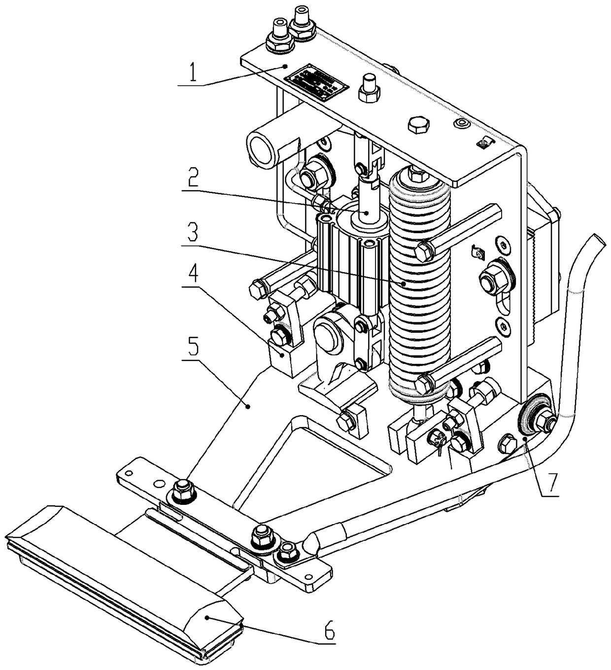 A kind of pneumatic current receiver at the lower part of the third rail