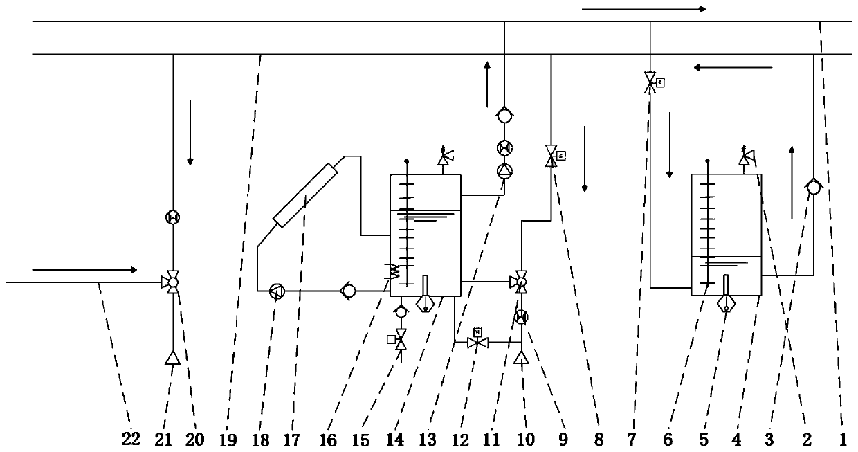 Regional distributed hot water sharing system and control method