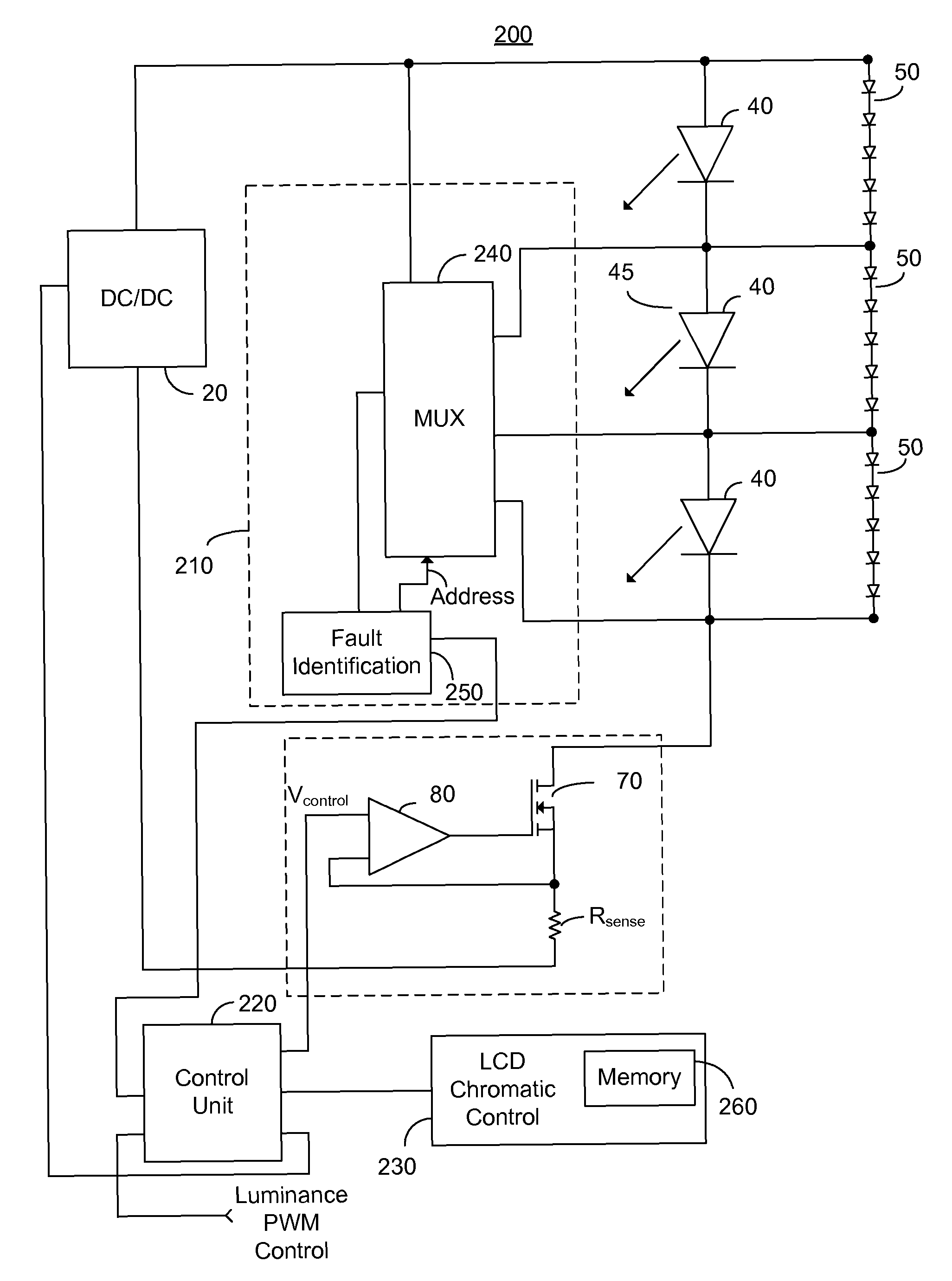 Fault detection mechanism for LED backlighting