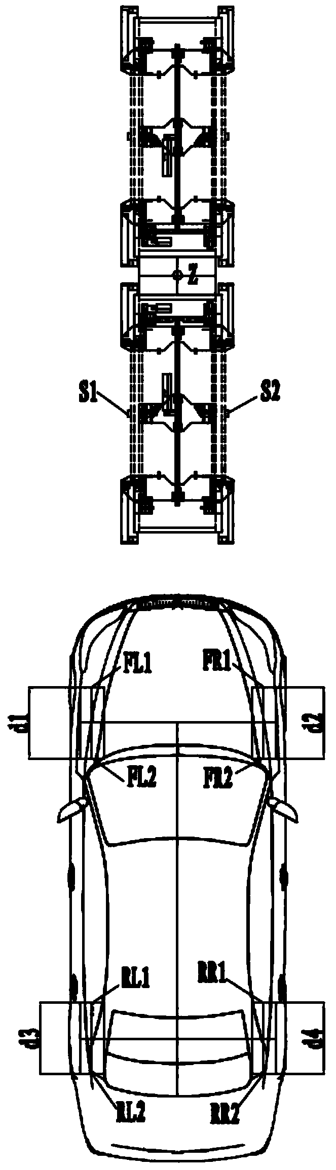 Device and method for measuring wheel base under vehicle stationary state