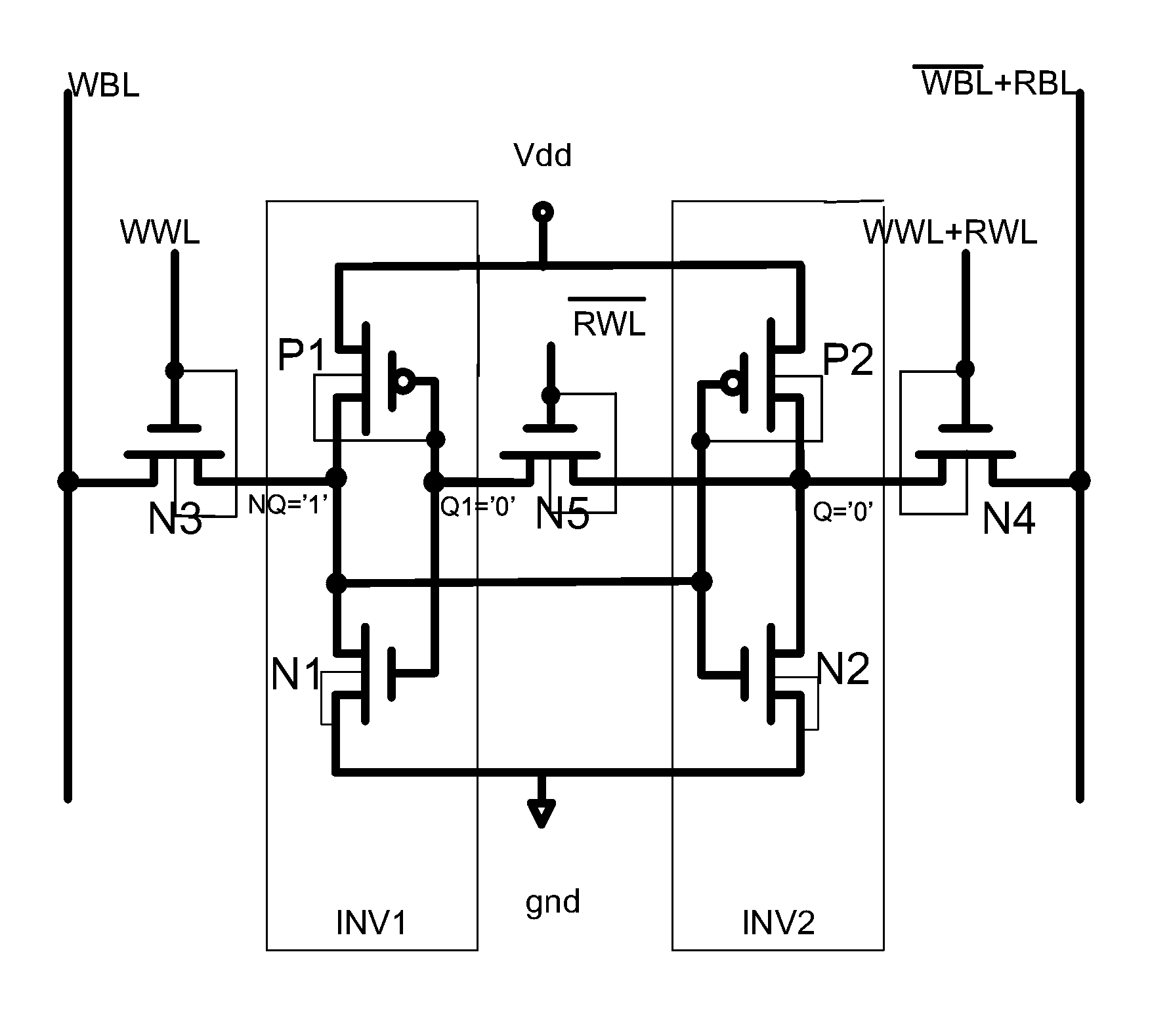 Sub-threshold memory cell circuit with high density and high robustness