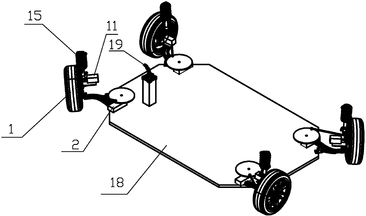 Chassis assembly structure with four wheels capable of conducting independent driving and independent steering and control method