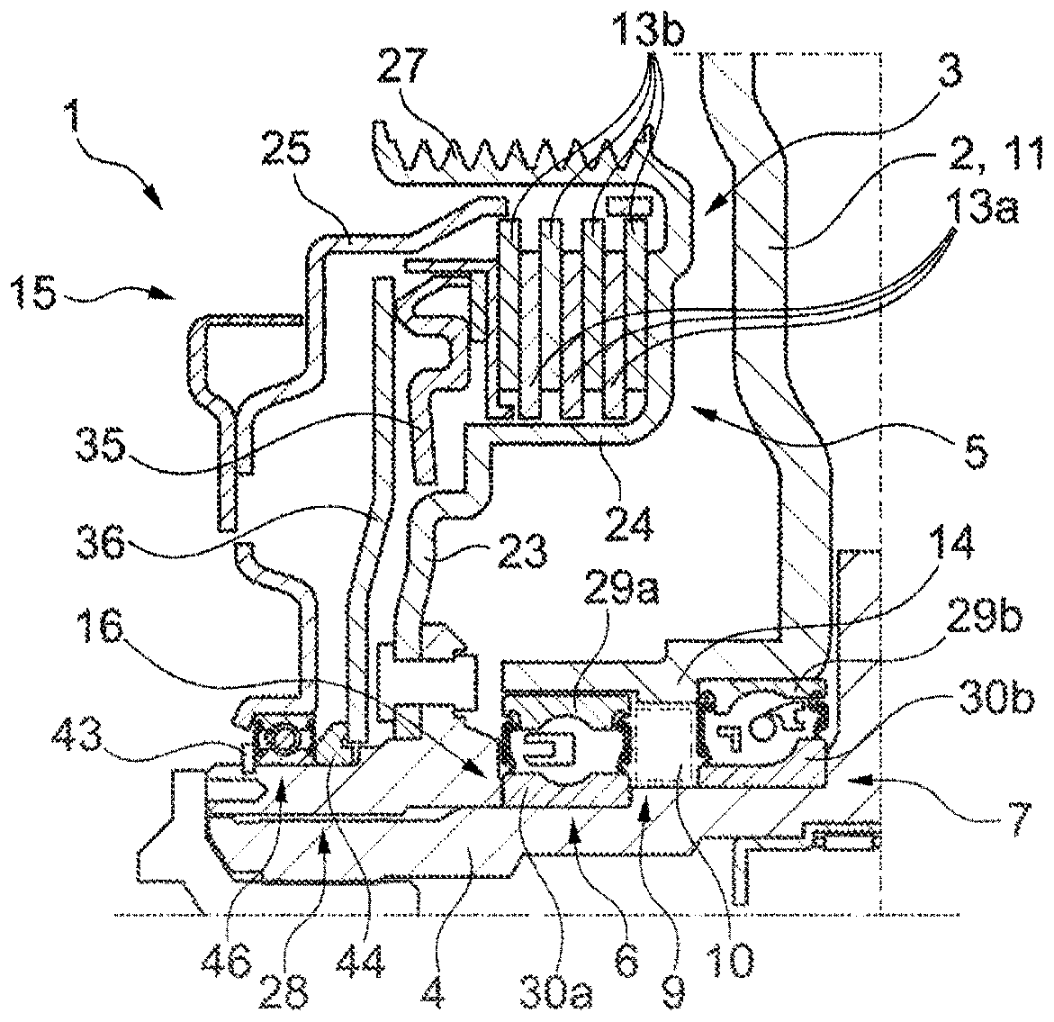 Hybrid module with integrated sensor device, and hybrid powertrain comprising a hybrid module