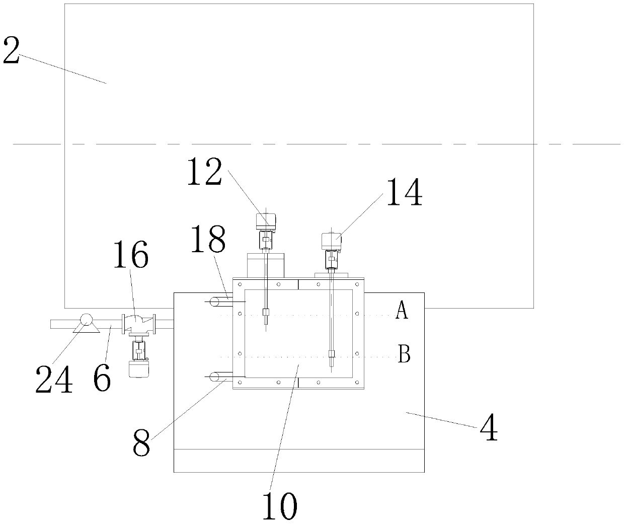 A liquid level controller for vacuum calibrating tank for pipe production