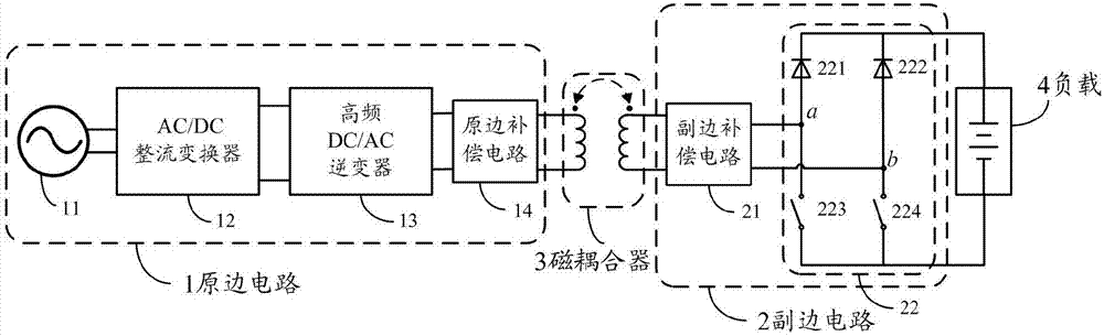 Wireless charging system output energy control circuit and control method