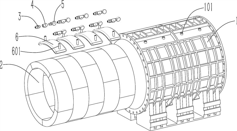 Device for preventing negative ring duct piece from floating upwards in steel sleeve